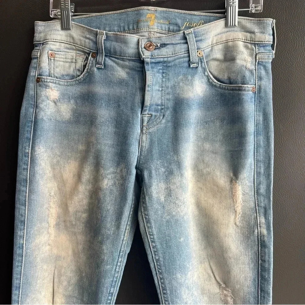7 For All Mankind Josefina Distressed Bleached Skinny Boyfriend Jeans Size 26 - Picture 8 of 8